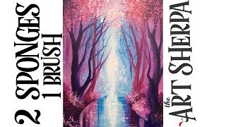 Pink Trees with reflections Step by Step Acrylic Painting for Beginners | TheArtSherpa Pink Trees with reflections Step by Step Acrylic Painting for Beginners | TheArtSherpa