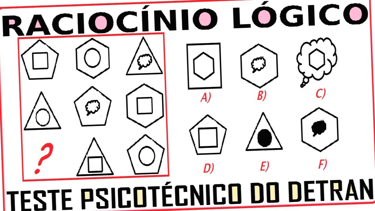 Raciocínio Lógico Figuras imagem Teste psicotécnico QI Quociente de  Inteligência Detran Concurso RLM 