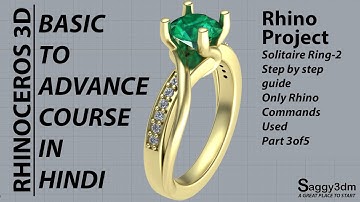 Rhino Project - Part 3 of 5 Beautiful Solitaire Ring modulation with only Rhino Commands