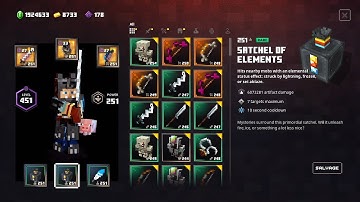 Minecraft Dungeons Cooldown Shot + Satchel Of Elements Powerful Apoc+25 Rolling Build