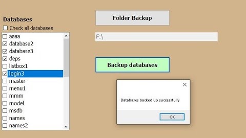 c# tutorial for beginners-  backup more databases sql server database at once using chekedlistbox