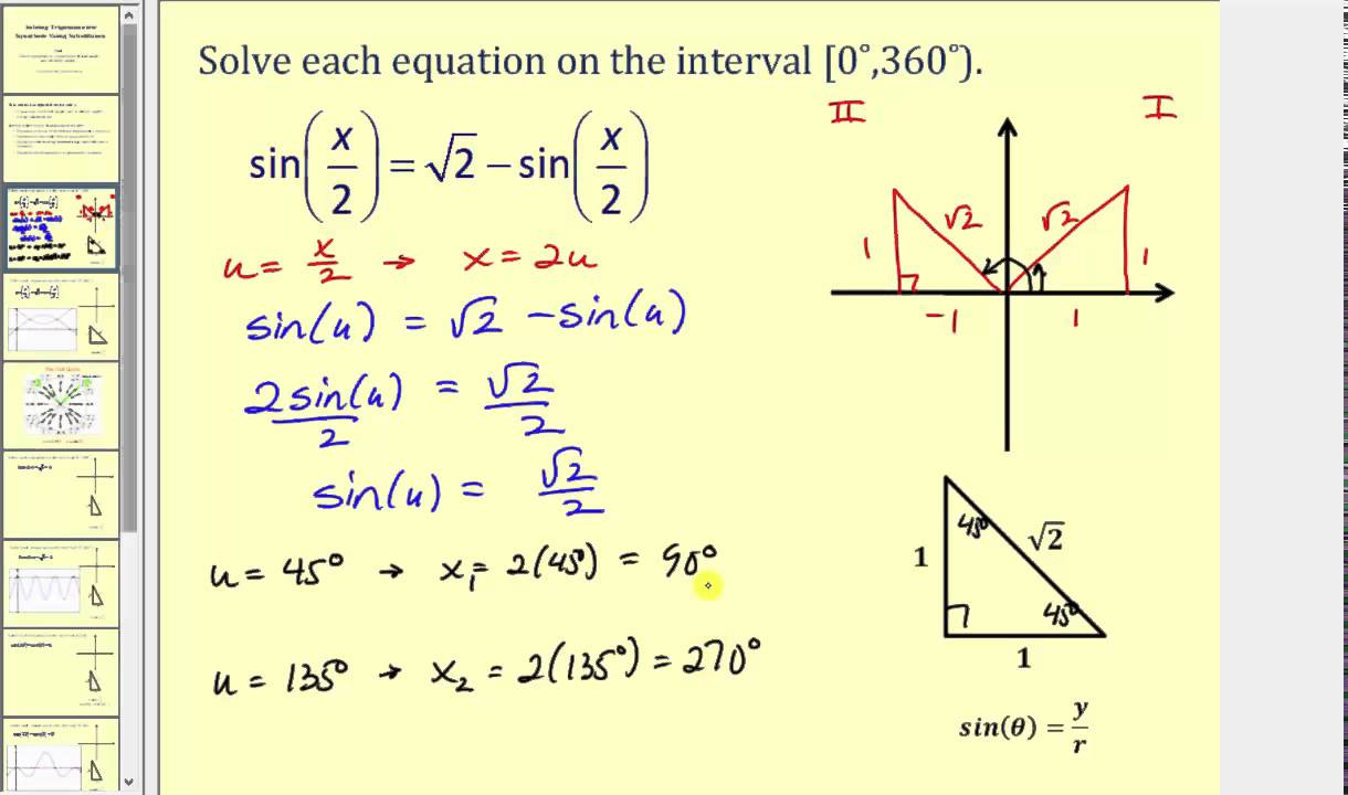 Trigonometric Equations Involving Multiple Angles Worksheet