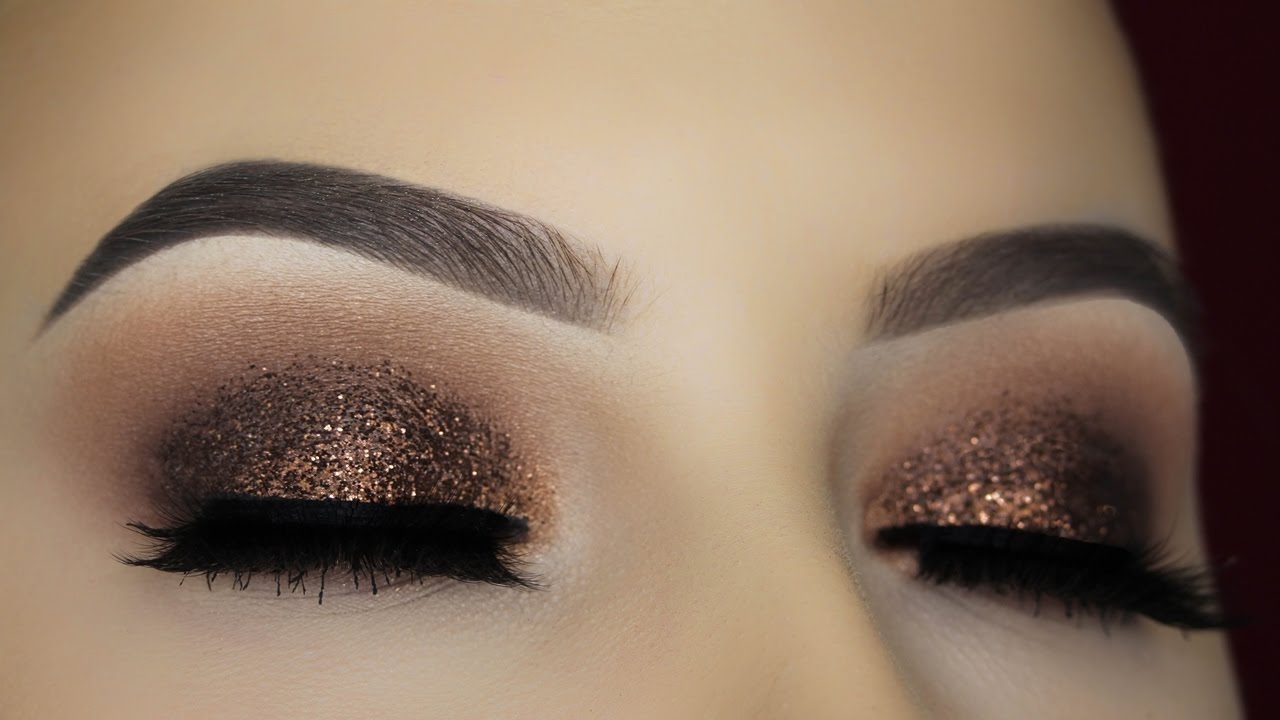 Brown Glitter Eye Makeup Tutorial 