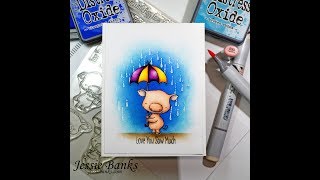 Copic Coloring / Distress Oxide - MFT Stamps - Piggy Pebbles