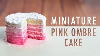 PINK OMBRE CAKE • miniature • polymer clay tutorial