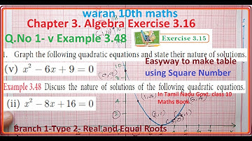 TN 10th std  Maths Graph Exercise 3.15 Q.No 1-v Example 3.48 -ii in Chapter 3.Algebra -Samacheer