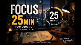 Información 25 Minute Pomodoro Timer + Focus Music for Studying | Projet Aigle Session #1 Guía