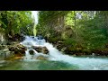 4k Clear Water in Mountain River with Cascades. Flowing River, White noise, Nature Sounds for Sleep.
