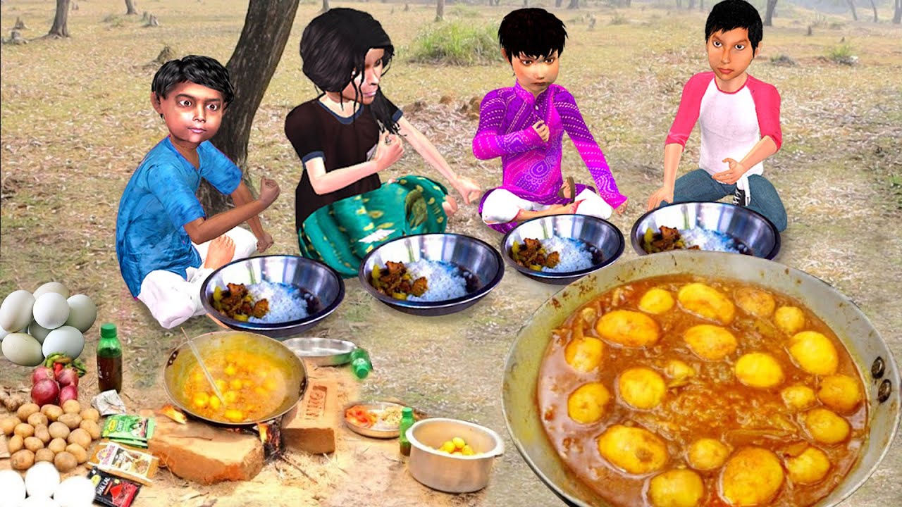 स्कूल पिकनिक आलू करी School Picnic Potato Egg Curry Cooking Story Hindi Kahaniya Funny Comedy Video