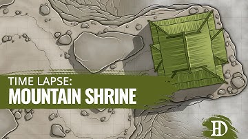 Drawing a Battlemap - Time Lapse: Mountain Shrine