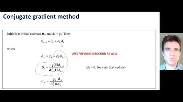 Conjugate gradient method (watch steepest descent first: https://youtu.be/G0fv8nU8oPA)