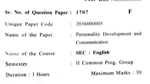 Personality Development and Communication SEC : English II Common Prog.Group #delhiuniversity