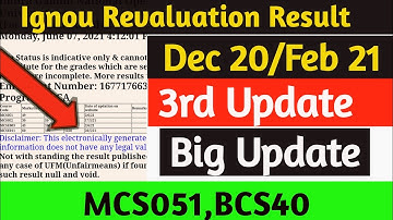 🔴 {Breaking news} ignou revaluation result dec 2020|ignou revaluation results 3rd Update