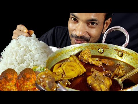 Chicken Curry Eating Show Challenge Egg Eating Indian food Chicken Asmr Chicken Eating Mukdang Spicy