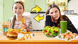 SWAPPING DIETS with my Younger SISTER!! screenshot 5