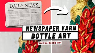 Newspaper Craft|Newspaper Bottle Art Easy|DIY Simple, Easy Bottle Art For Beginners|Minitha Abraham