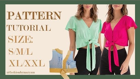 Crop top pattern/draft & tutorial /inch & cm/ size:S/M/L/XL/XXL #tutorial #draft #croptop #pattern