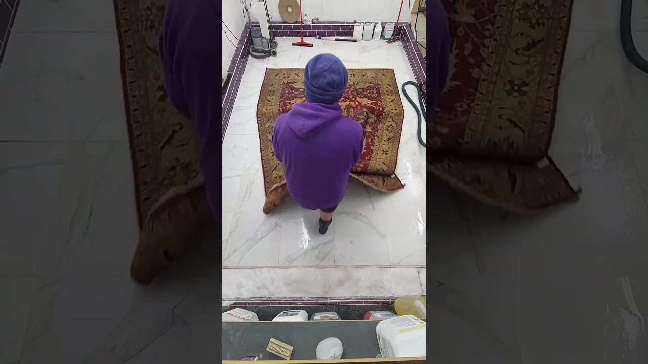 Large hand knotted rug cleaning fast version YouTube