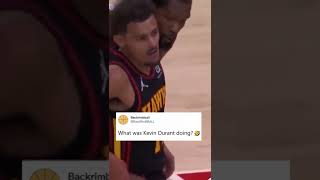 Kevin Durant with some interesting defense on Trae Young...