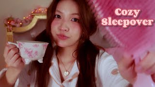 ASMR RP | Girly Sleepover with Your Best Friend 🎀🍬 (hair brushing, skincare, snack, tea) ft. Dossier