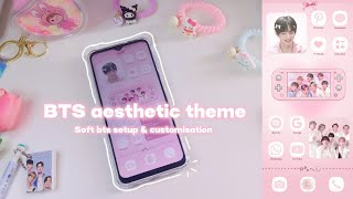 how to make your android phone aesthetic | bts pink theme | aesthetic homescreen tutorial | samsung