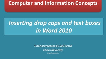Inserting drop caps and textboxes in a document in Word 2010