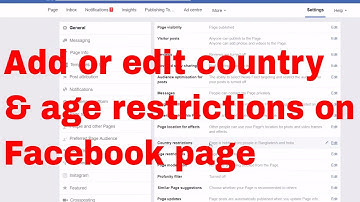 How to add or edit country and age restrictions on Facebook page | BDNL RAKIB
