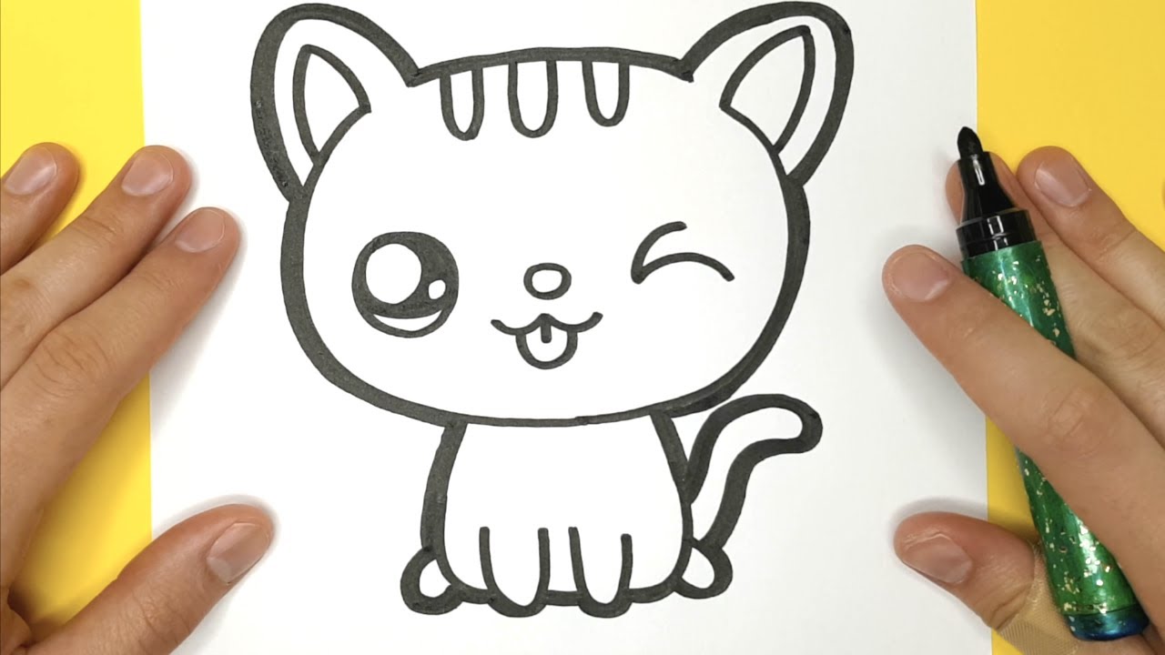 how to draw a cute baby kitten EASY - YouTube