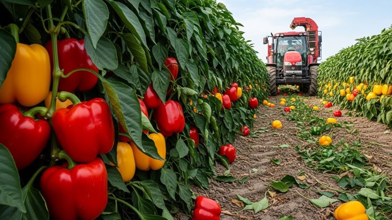 Inside Bell Pepper Farming: Growing, Harvesting, and Machine Sorting at Scale