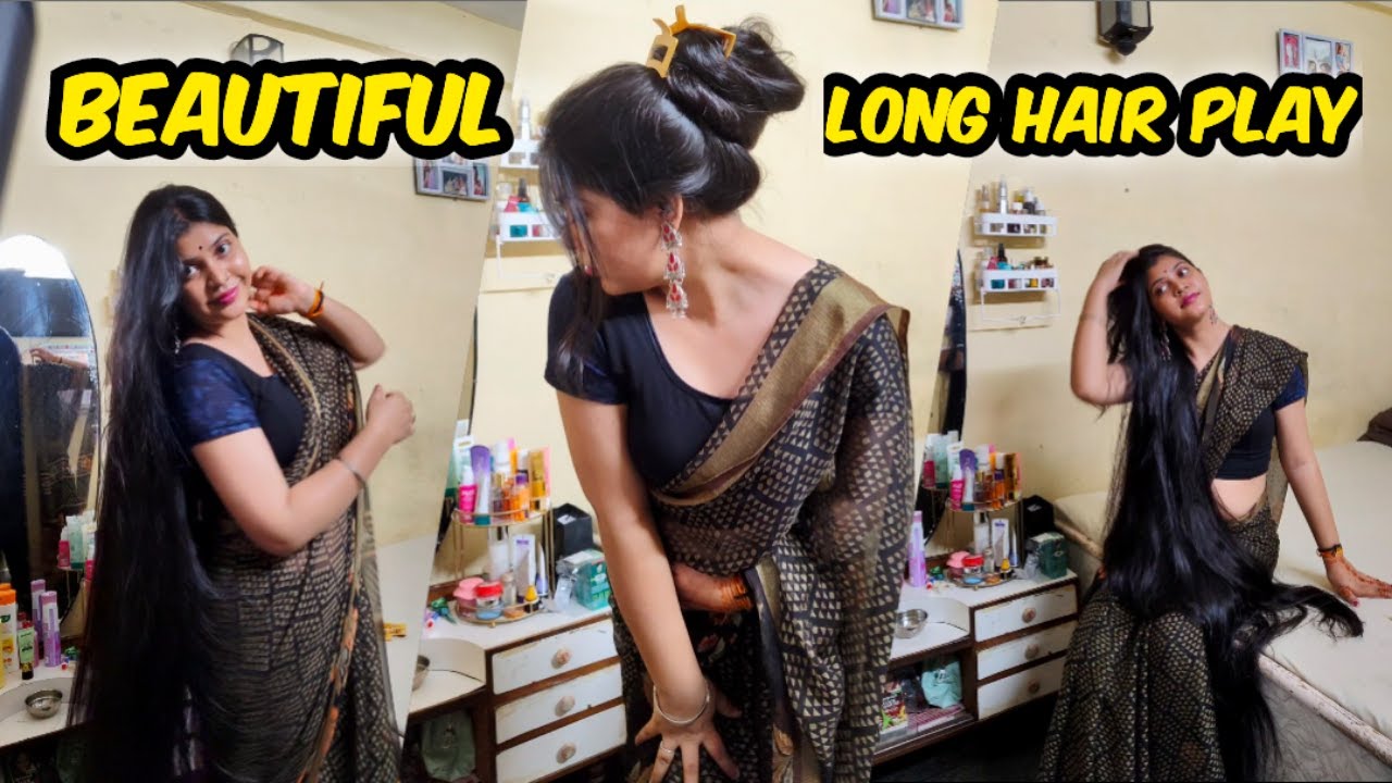 Best Long Hair Play by Beautiful Long Hair Indian Women 1