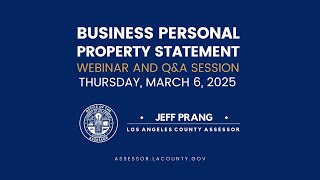 Assessor Jeff Prang's Business Personal Property Statement Webinar