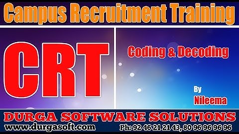 Campus Recruitment Training (CRT) ||Aptitude|| Codeing & Decodeing Part -1