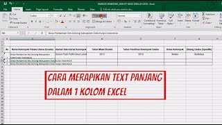 CARA MERAPIKAN TEXT PANJANG DI M. EXCEL