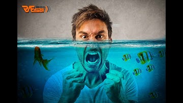 Photoshop Manipulation Tutorial man in Under the water and fish