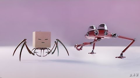 3D Robot Animation - Red Frog and a Box test