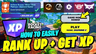 *XP* How to EASILY Rank Up in ROCKET RACING (Achieve Bronze/Silver/Gold/Platinum Rank)Fortnite Quest