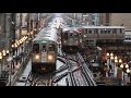 【アメリカ】 シカゴの高架鉄道　Tジャンクション　電車の往来　Chicago 'L' The Loop T Junction 　(2016.4)