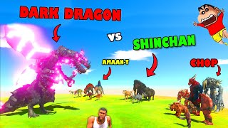 DARK DRAGON vs AMAAN-T TEAM of SHINCHAN CHOP and FRANKLIN in Animal Revolt Battle Simulator