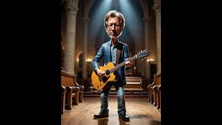 Eric Clapton extreme caricature tribute . AI Images