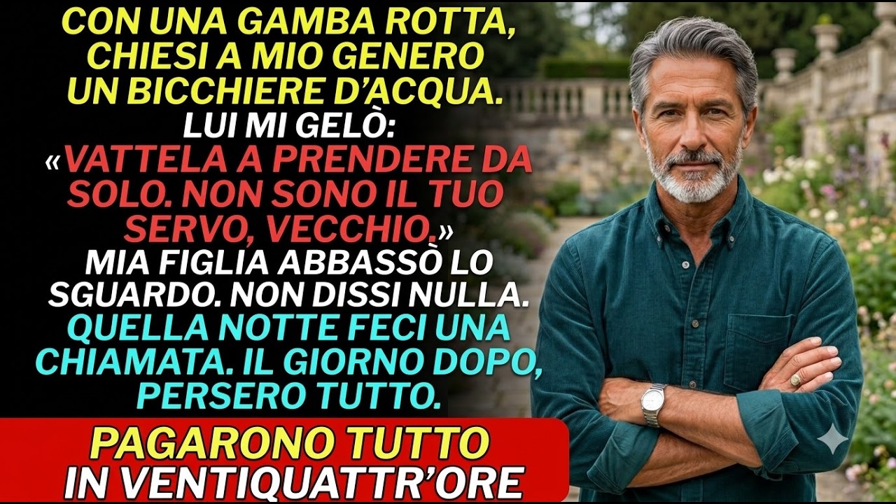 “Vattela a prendere strisciando, vecchio. Non sono il tuo servo.” Mio genero lo disse senza alzare gli occhi dal telefono, mentre io ero lì con la stampella e un bicchiere vuoto in mano. Claire lo...