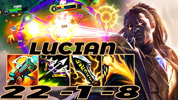 WILD RIFT LUCIAN ADC GAMEPLAY | 22 -1 -8 MVP | LUCIAN BUILD RUNES