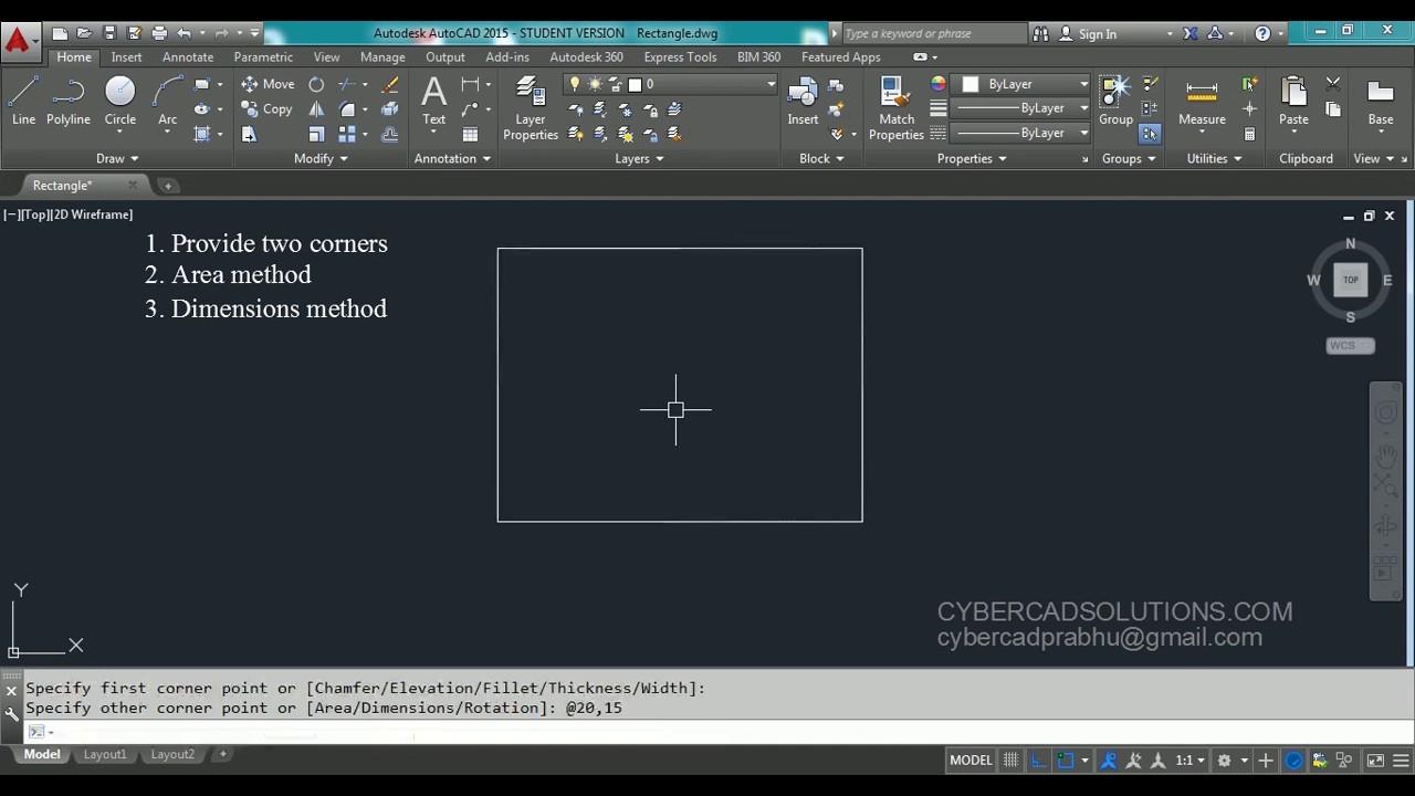 How to Draw a Rectangle in AutoCAD YouTube