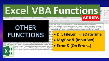 Excel VBA Functions: Other Functions