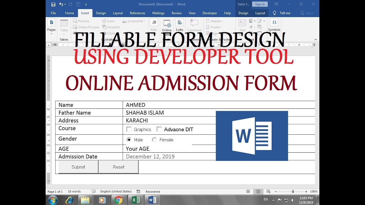 how-to-create-a-fillable-form-in-word-2019-youtube