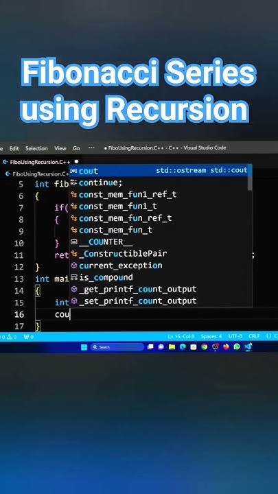 Fibonacci series using recursion in c++ | fibonacci program in c++ ...