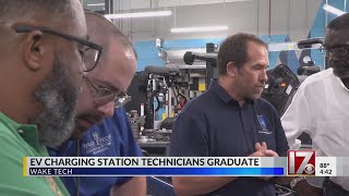 EV charging station technicians graduate from Wake Tech