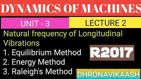 Lect 2 - DOM| UNIT 3| METHODS TO FIND NATURAL FREQUENCY IN LONGITUDINAL VIBRATIONS| DHRONAVIKAASH