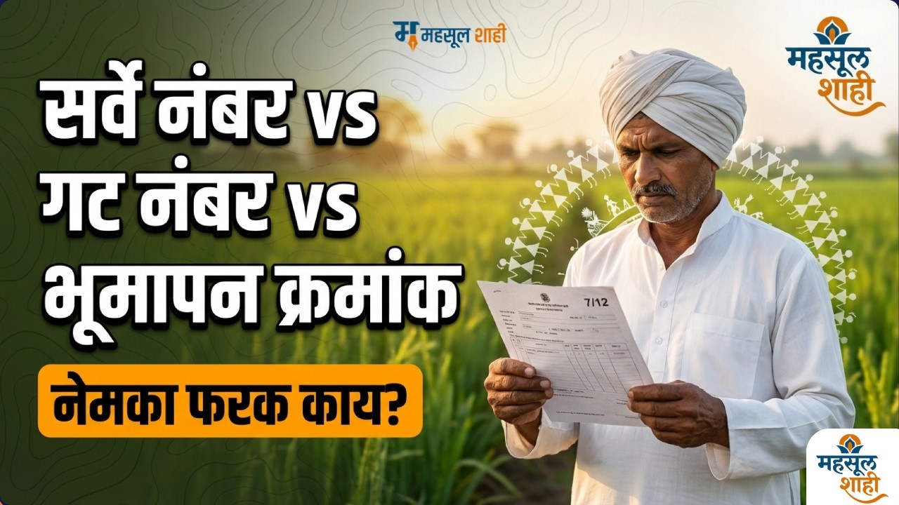 जमीन मोजणी: सर्वे नंबर, गट नंबर, भूमापन क्रमांक आणि लाल शाही म्हणजे काय? | महसूल शाही स्पष्टीकरण 💡