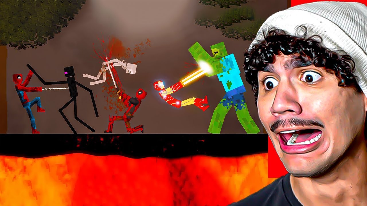 Reagindo a SUPER-HERÓIS VS CRIATURAS DO MINECRAFT NA LAVA! - People Playground