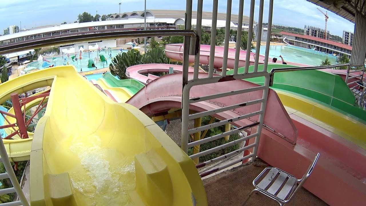 10 Meter Yellow Water Slide at Ocean Park Vientiane YouTube